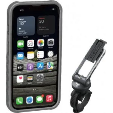 Topeak RideCase Halterung – Unisex Erwachsene, Schwarz/Grau - Gepäckträger mit integriertem Flip-Ständer für Hoch- oder Querformat, ideal für Smartphone-Nutzung während der Fahrt, leicht und stabil.