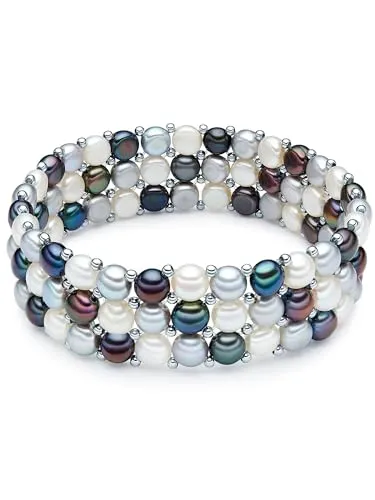 Valero Pearls Armband Silber aus Süßwasser-Zuchtperlen - Elegantes Armband aus hochglanzpolierten Süßwasser-Zuchtperlen in multicolor, ideal für besondere Anlässe oder den Alltag.