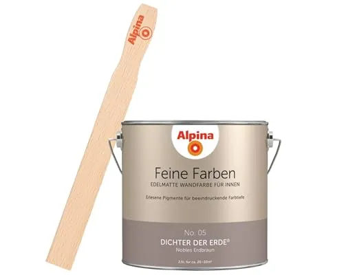 Alpina Wandfarbe Dichter der Erde® mit Gratis Rührstab - Premium edelmatte Wandfarbe für Innen, 32 Farbnuancen für ein Zuhause mit Charakter und inklusive gratis Rührstab für perfektes Anrühren.