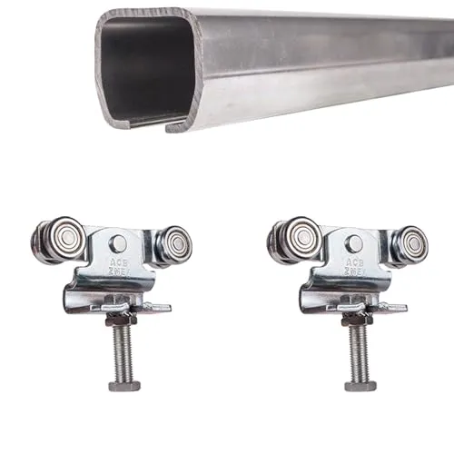 ATTAS Laufschienenprofil Laufwerkset Profi-Line 200 cm - Ventilatoren, ideal für hängende Schiebetore und -türen, galvanisch verzinkt und wahlweise bis 400 kg belastbar.