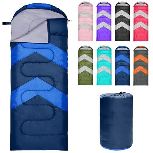 Zusentee Schlafsack 3-4 Jahreszeite für Outdoor Camping Warme Einzelne Erwachsene Wasserdicht Leichter Ultraleicht Schlafsack für Erwachsene Kinder Camping Wandern, Reise, Marineblau