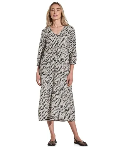 Street One Kleid in Beige - Größe 34 - Kleider mit V-Ausschnitt und lockerem Schnitt, ideal für einen lässigen Look im Alltag oder bei besonderen Anlässen.