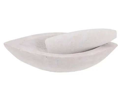 Handgefertigter traditioneller indischer Stil Marmor Mörser + Stößel aus Mar