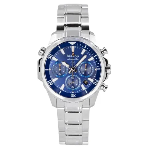 Bulova Marine Star 96B256 Quarz Chronograph Herrenuhr - Armbanduhren für Herren, elegante Chronographuhr mit 100 m Wasserdichtigkeit und stilvollem blauen Zifferblatt, ideal für Sport und Alltag.