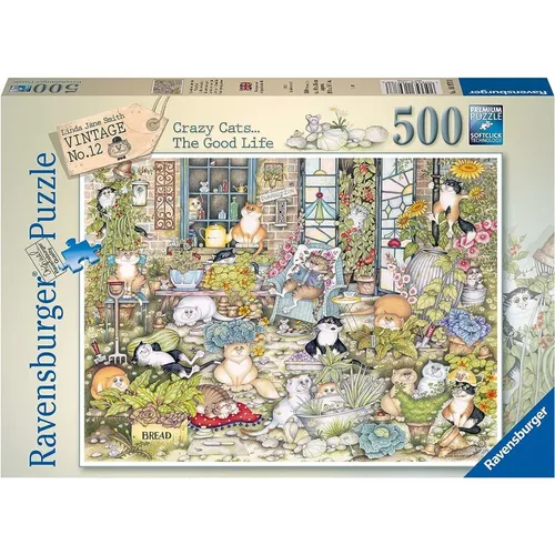 RAVENSBURGER Puzzle Crazy Cats: Das Leben der Katze 500 Teile