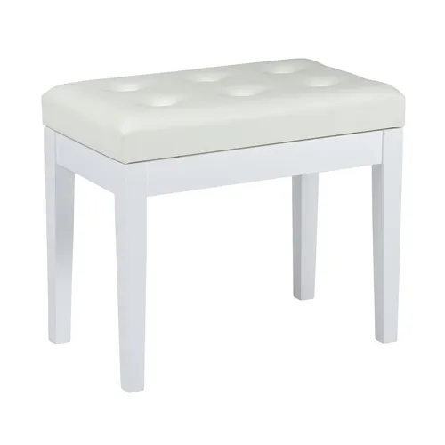 Fame PB-15C WHM Klavierbank - Klavier-Sitzbank in Matt-Weiß mit gepolsterter Sitzfläche und praktischem Notenfach für komfortables Spielen.