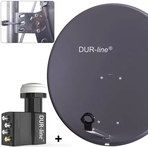 DUR-line MDA 80 Satellitenschüssel anthrazit mit Unicable LNB UK 104 - SAT-Antennen mit hoher Montagefreundlichkeit und Unicable LNB für bis zu sieben Teilnehmer. Der langlebige Aluminium-Reflektor sorgt für optimalen Empfang.