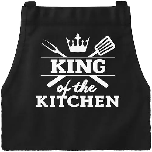 MoonWorks Grill-Schürze für Männer mit Spruch King of the kitchen Küchenschürze Schwarz unisize