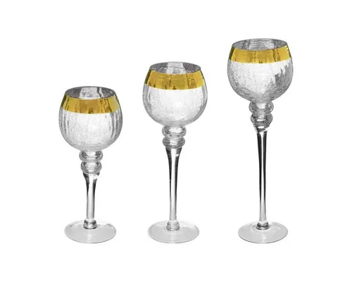 Atmosphera Créateur d'intérieur Kerzenlaterne Teelichthalter Kelche, H. 30/35/40 cm - Eleganter Kerzenhalter für Innen- und Außenbereich, aus hochwertigem Glas in gold. Ideal für eine stilvolle und moderne Dekoration.