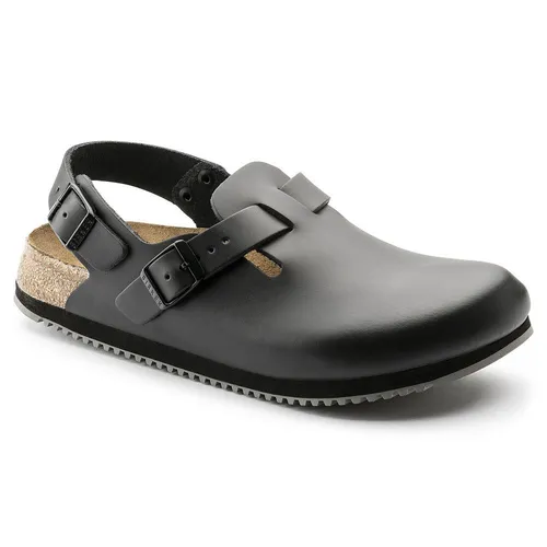 Birkenstock Tokio SL Clogs Schwarz Gr. 38 - Hochwertige Clogs aus Leder mit anatomisch geformtem Kork-Latex-Fußbett. Ideal für Beruf und Freizeit, bieten sie optimalen Komfort und rutschhemmende Sicherheit für lange Arbeitstage.