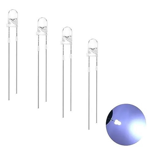 Stück 3mm LED Leuchtdioden, 2 Pin LED Dioden, Extra Hell 3 mm LED Sortiments kits, Diffus Dioden Set für Wissenschafts projekte, Heimwerkerprojekte (Weiß 120 Stück) 120