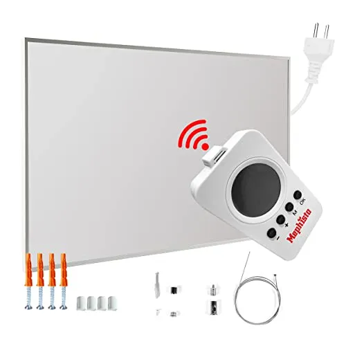 Mephisto Infrarot Heizung 500W - Energiesparende Elektroheizung mit Fernbedienung - Elektroheizkörper mit WLAN App-Steuerung und 168 individuellen Heizprogrammen für flexible Temperaturregelung. Ideal für jeden Raum und einfach zu montieren.