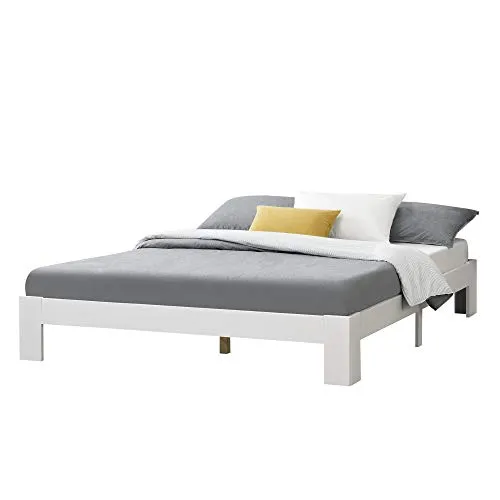 [en.casa] Holzbett Raisio 180x200 cm mit Lattenrost - Massives Kiefernholz-Bettgestell in elegantem Weiß, bietet Stabilität und hohen Komfort für erholsamen Schlaf. Ideal für jedes Schlafzimmer.