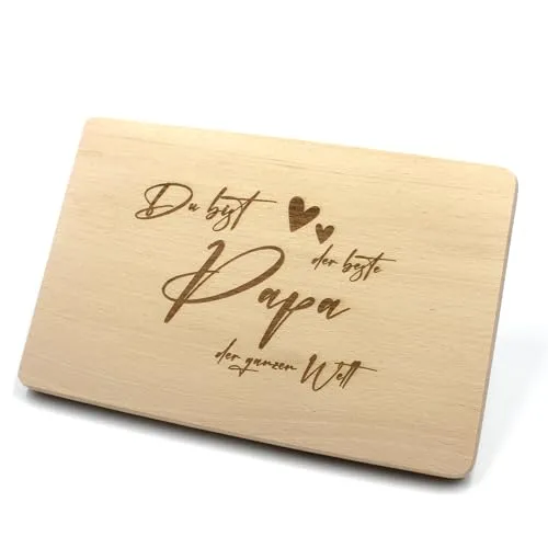 Frühstücksbrettchen für Papa zum Vatertag/Geburtstag Essbrett Schneidbrett Holz Brotzeitbrett (Bester Papa)