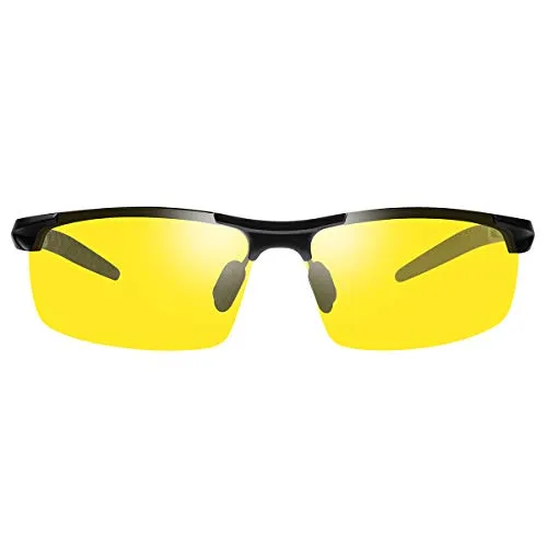 MIRYEA Herren Photochromatisch Sportbrille Polarisiert Rechteckig Sonnenbrille Al-Mg Metallrahmen Fahrer Anti Reflexbeschichtung 100% UVA UVB Schutz für Golf, Angeln, Autofahren, Outdoor-Aktivitäten