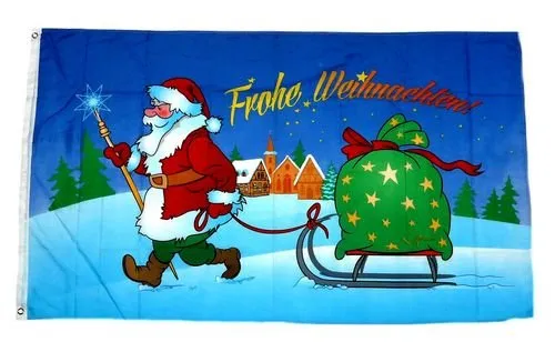 Fahne/Flagge Frohe Weihnachten Schlitten 90 x 150 cm