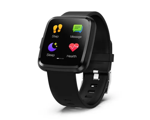 novasmart Fitness-Tracker runR III Smartwatch FitnessTracker HD-Bildschirm Sportuhr Android, iOS, mit schwarzem Silikon-Armband