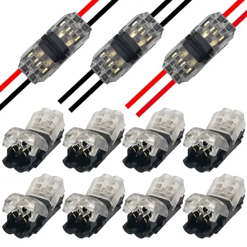 CTRICALVER 2-poliger Verdrahtungsstecker Verdrahtungszweigstecker Einfache und schnelle Installation der Verkabelung Abzweigverdrahtung dünne Drähte [8 Sätze]