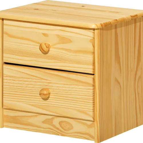 Möbilia Kommode | 2 Schubladen aus massivem Kiefer-Holz in beige von Möbilia