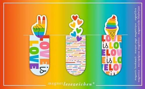moses. libri_x Magnetlesezeichen Rainbow Love – praktische Seitenmarkierer im Regenbogen Design, ideal für Bücherfans