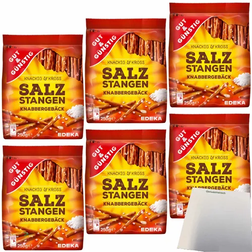 Gut&Günstig Salzstangen mit Meersalz 6er Pack 6x250g Packung und usy Block