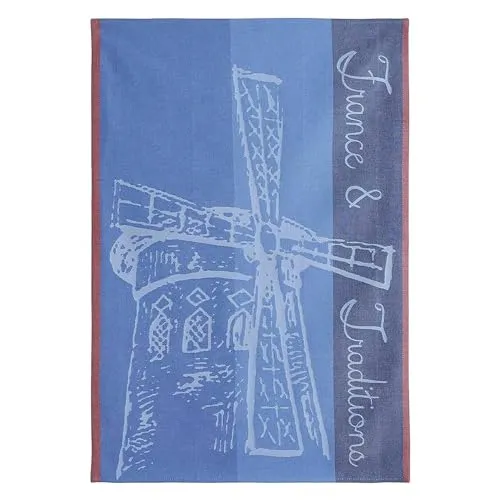 Coucke Moulin Rouge Handtuch aus französischer Baumwolle, Jacquard, 50,8 x 76,2 cm, 100% Baumwolle, Blau