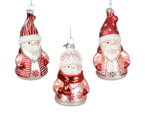Kaemingk Christbaumschmuck, Christbaumschmuck Glas 11cm Weihnachtsmann Figur 1 Stück sort. Rot
