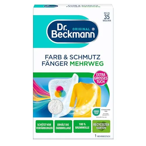 Dr. Beckmann Farb & Schmutzfänger Mehrwegtuch | langanhaltender Farbschutz für bis zu 35 Wäschen | wiederverwendbares Tuch | 1er Pack (1x 1 Stück)