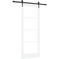 vidaXL Schiebetür Manuell Weiß 83 x 211 cm - Moderne Schiebetür aus robustem Kiefernholz und Metall für stilvolle Innenräume. Ideal zum Abtrennen von Wohnbereichen und sorgt für Flexibilität und Privatsphäre.
