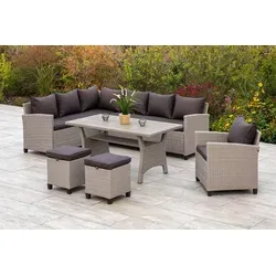 Merxx Palma Eckset - Gartenmöbel-Set mit flexiblem, stapelbarem Design, ideal für individuelle Anpassungen und platzsparende Aufbewahrung. Robuste Stahlgestelle und ansprechendes Kunststoffgeflecht sorgen für Langlebigkeit.