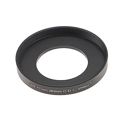 vhbw Step-Up-Ring Adapter von 48 mm auf 77 mm kompatibel mit Matte Boxen 80 mm O.D. - Filteradapter, Aluminium, Matt-Schwarz