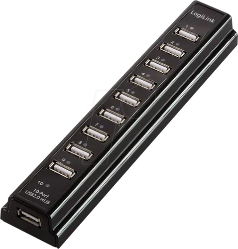 LOGILINK UA0096 - Logilink USB 2.0 Hub 10-Port mit Netzteil,schwarz