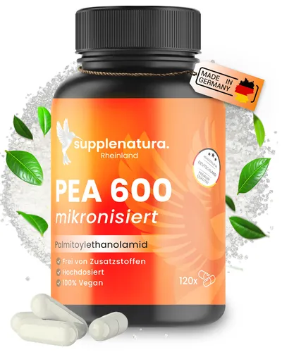 supplenatura® PEA - Palmitoylethanolamid Kapseln 120 St - Sportnahrung: Unterstützt das Wohlbefinden und die Regeneration, rezeptfrei erhältlich und ideal für aktive Lebensstile.