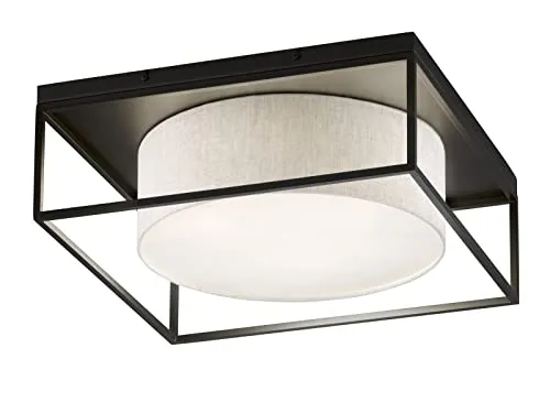 Deckenleuchte eckig 70x70cm mit Leinen Stoffschirm Beige - Moderne Deckenleuchte mit dimmbaren LED-Leuchtmitteln, ideal für Flur, Wohnzimmer oder Schlafzimmer. Sandfarbener Leinenstoffschirm sorgt für warmes Licht und stimmungsvolle Atmosphäre.