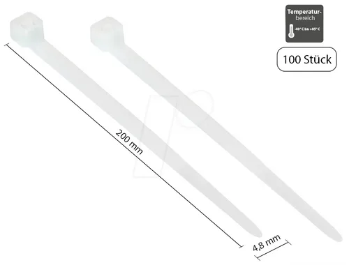 GC KAB-20T48 - Kabelbinder, 200 mm, transparent, 100er-Pack