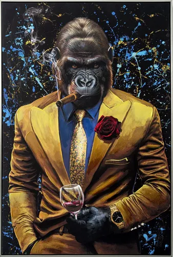 Keilrahmenbild GORILLA MEN in gelb von ArtUniverse
