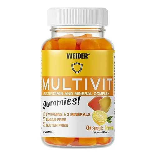 Weider Multivit Gummies, Multivitamin Gummibärchen, leckere Fruchtgummies, Vitamine und Mineralstoffe hochdosiert, zuckerfrei, 40 Portionen, 200 g