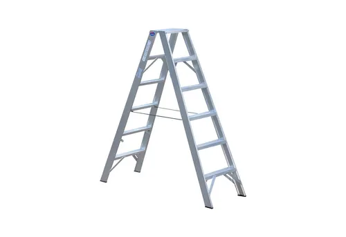 Weise Steigtechnik Trittleiter beidseitig begehbare Industrie Stufen-Stehleiter inkl. Deckstufe (max. 250 kg, 1-St., 2 Stufen), trittsichere & geriefte Stufen, klappbare Trittleiter mit Gurtbänder