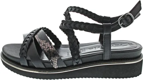 Tamaris Sandalette 1-28207-42 001 - Wanderschuhe: Bequeme Sandalette mit Keilabsatz und innovativer TOUCH-IT-Technologie für optimalen Tragekomfort – ideal für den Sommer und vielseitig kombinierbar.
