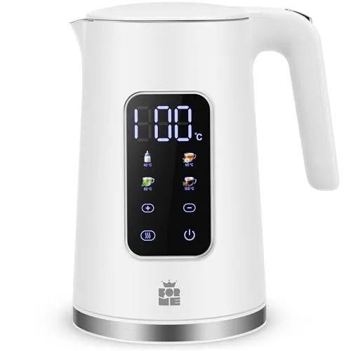 ForMe Edelstahl Wasserkocher 1,7 L mit Temperatureinstellung Temperaturwahl 40-100°C I LED Digitale Temperaturanzeige I Temperatur Einstellbar Kessel I Teekanne Teekessel Warmhaltefunktion I BPA Frei