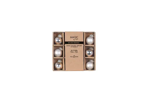 MAGIC by Inge Weihnachtsbaumkugel, Weihnachtskugeln Glas 2cm Schneeflocken Motiv 12er Set Frosty Silver