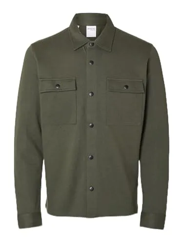SELECTED HOMME Male Overshirt Klassisches - Herrenhemden mit Hemdkragen und durchgehender Druckknopfleiste, aus 60% Bio-Baumwolle für höchsten Tragekomfort und Nachhaltigkeit.