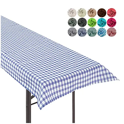 heimtexland ® Tischdecke Bierzeltgarnitur Biertischdecke Garten Tischdeko Landhaus Typ861 Vichy Karo Blau 90x240 cm