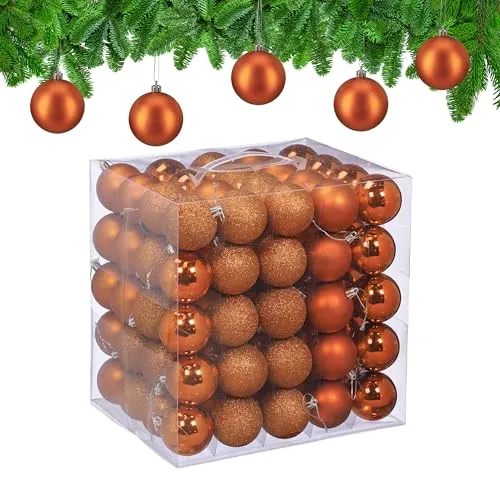 relaxdays Weihnachtsbaumkugel Set 100er, orange in orange von Relaxdays