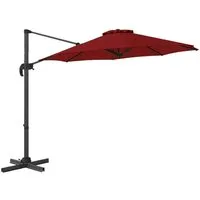 COSTWAY Runder Sonnenschirm 300 x 300 cm mit Kurbel und 360° Drehung in Rot - Verstellbarer Ampelschirm für optimalen Schatten im Freien. Hochwertiges Polyestergewebe sorgt für Langlebigkeit und UV-Schutz. Mit 5 Neigungswinkeln und 360°-Drehung einfach anpassbar.