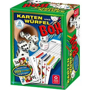 Ass Altenburger 22574102 Karten und Würfelbox - inklusive Würfelbecher, Pokerwürfeln und Skatspiel, ideal für Spieleabende mit Freunden und Familie