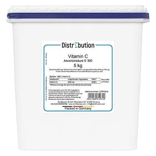 Vitamin C Pulver 5 kg - Reine Ascorbinsäure - Kategorie: Vitamine & Mineralien, ideales Nahrungsergänzungsmittel für Ihr allgemeines Wohlbefinden, vegan und in Lebensmittelqualität.