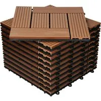 ECD Germany WPC Terrassendielen - Rutschfeste Klickfliesen für Garten & Balkon - Hochwertige WPC Terrassenfliesen mit Drainage und Klicksystem, ideal für sicheren Bodenbelag im Außenbereich. Maße: 30x30 cm, 22 mm stark, in elegantem Hellbraun.