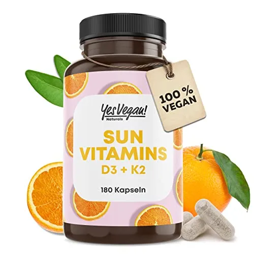 Vitamin D3 K2 Omega 3 + Calcium Magnesium und Zink in orange von Yes Vegan!