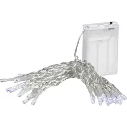 Linder Exclusiv GmbH LED-Lichterkette, Batterie 4,35m 30 LEDs kaltweiß 6/18hTimer Innen transparentes Kabel weiß 4.55 m